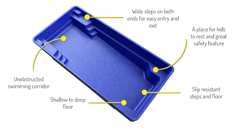 X Trainer fibreglass pool shape 3D model