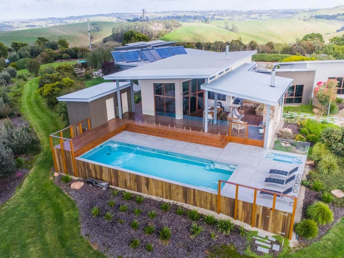 Above ground fibreglass pool installation