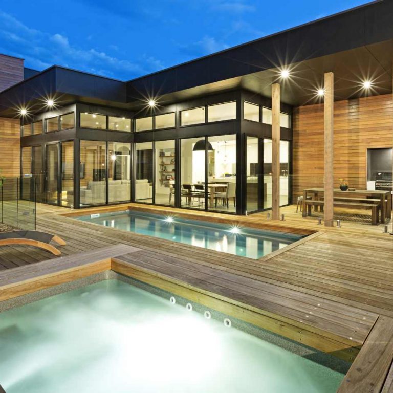 Compass X Trainer fibreglass pool and spa combo