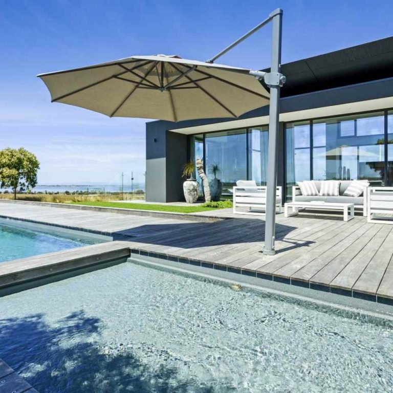 Compass fibreglass pool with a Wader attached