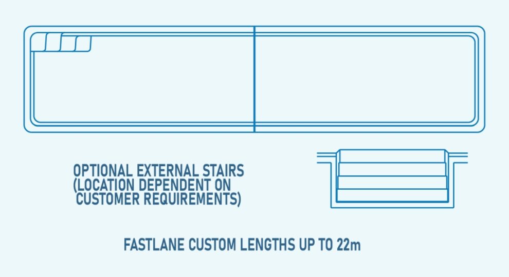 Compass Fibreglass Pool Outline Fastlane Custom Length up to 22m